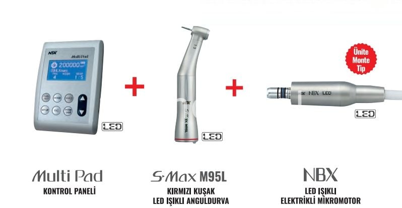 Elektrikli Mikromotor Nbx + Kırmızı Kuşak Anguldurva M95L + Kontrol Paneli Set